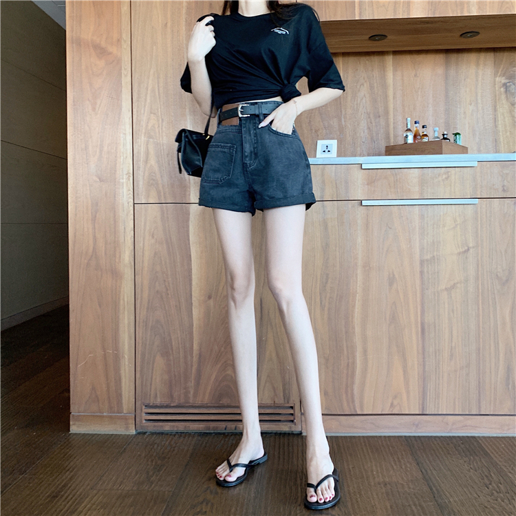 Fashion all-match Korean style wide leg denim shorts