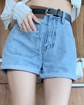 Fashion all-match Korean style wide leg denim shorts
