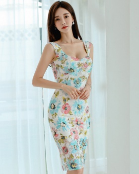 Slim fashion temperament Korean style lace dress