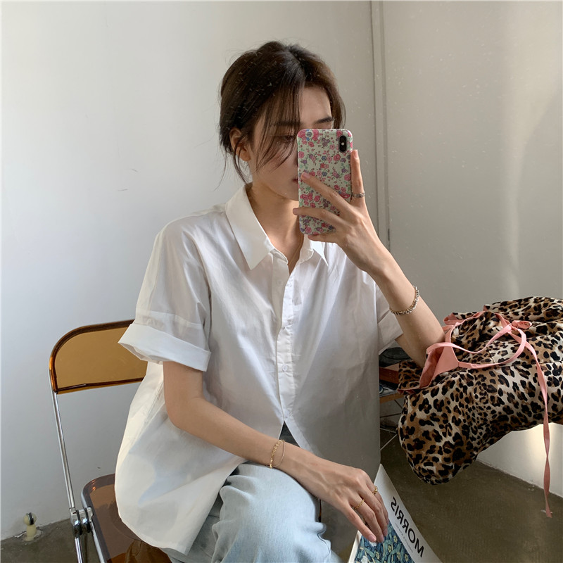 Pure Korean style all-match short sleeve shirt