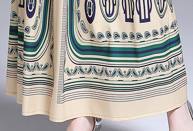 All-match printing fashion pinched waist dress