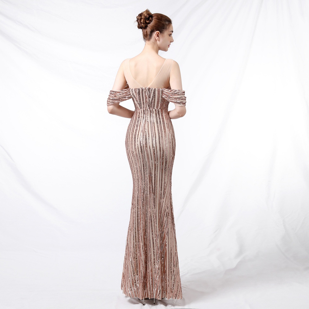 Long sequins party dress etiquette prom formal dress