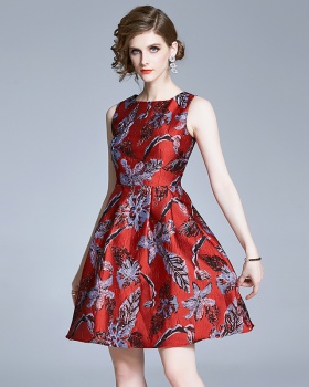 Jacquard fashion bottoming sleeveless dress