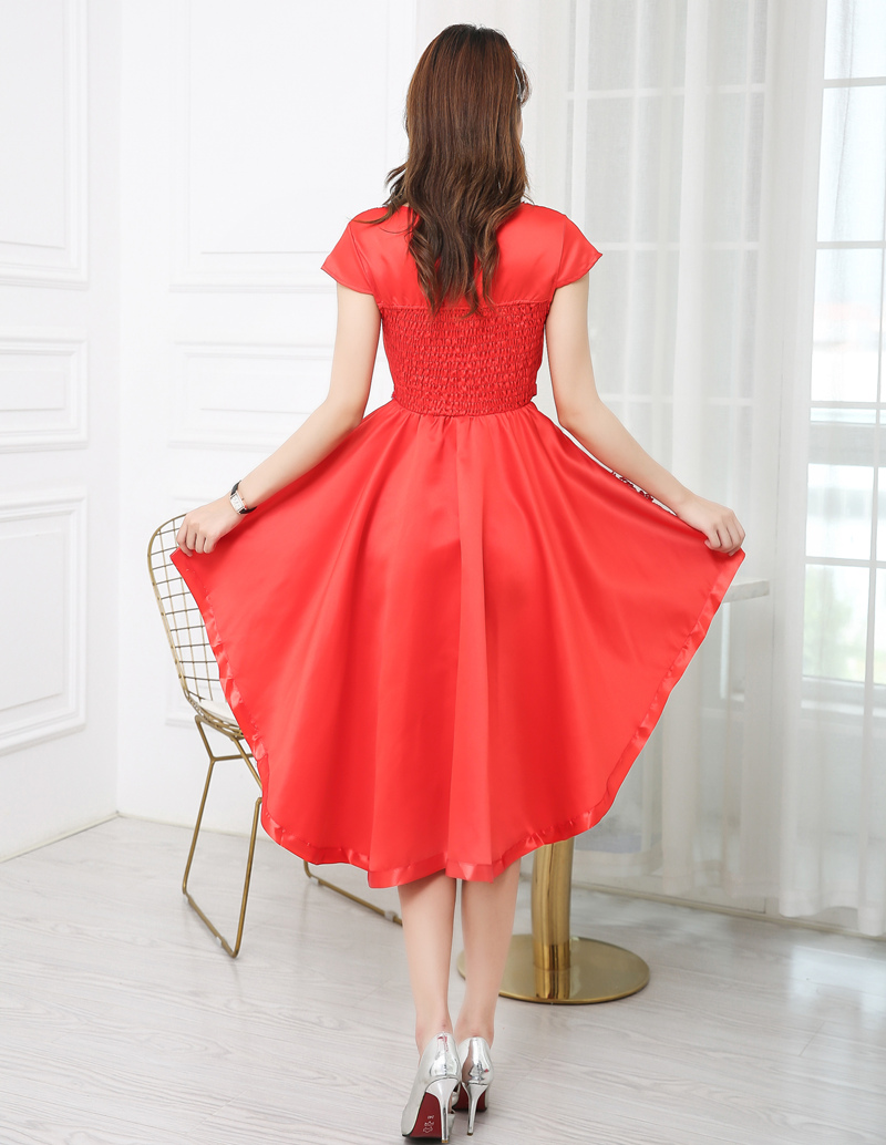 Long and short in front wedding evening dress red dress