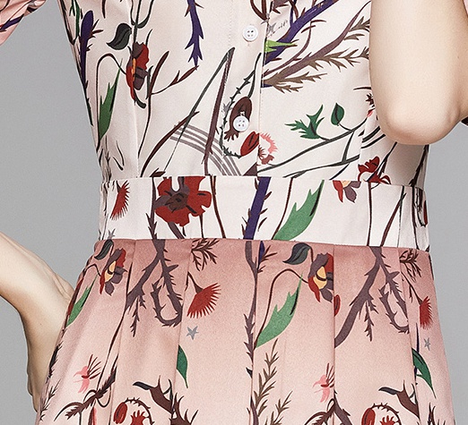 All-match printing slim pinched waist summer dress