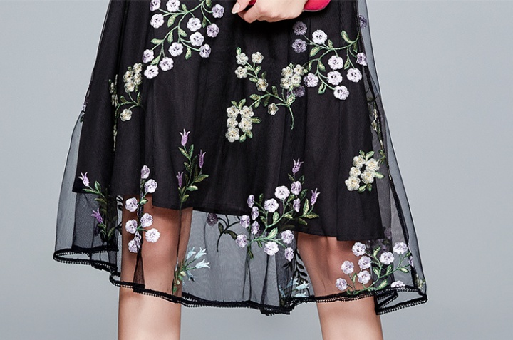 Big skirt gauze pinched waist temperament lace dress