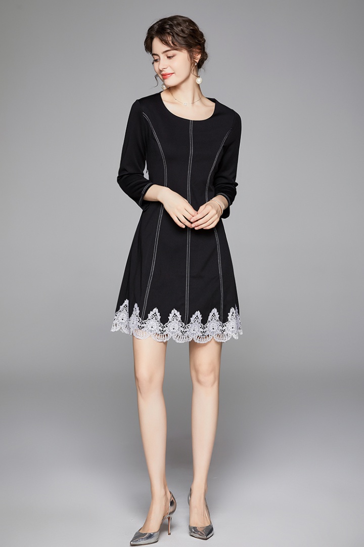 Autumn lace fashion temperament slim long dress for women
