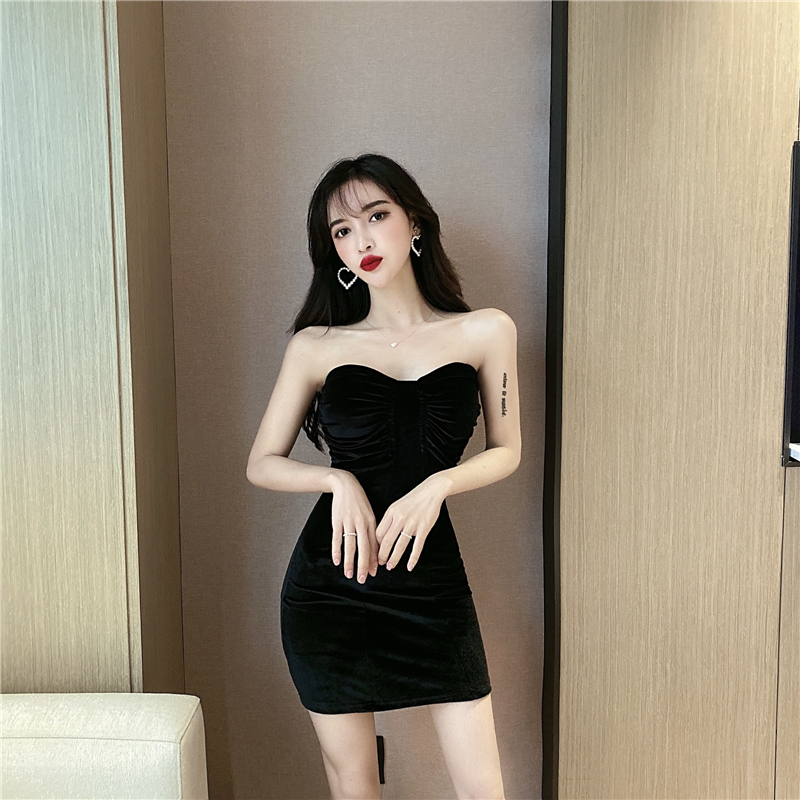 All-match sexy dress tight wrapped chest formal dress