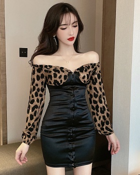 Low-cut splice dress leopard sexy T-back