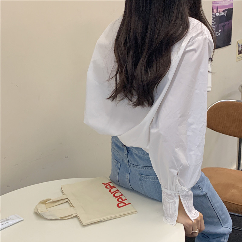 Lace Korean style splice sweet long sleeve shirt