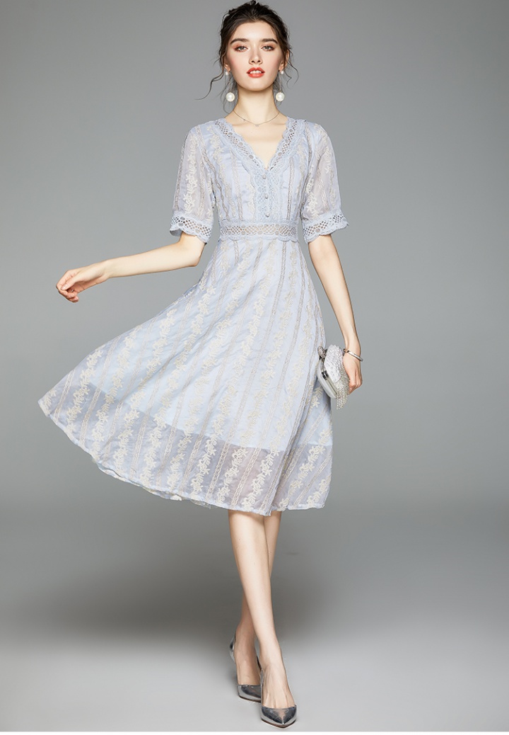 Embroidery lace lace collar big skirt dress