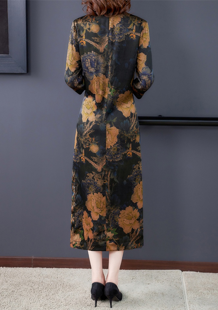 Large yard autumn silk temperament real silk dress for women