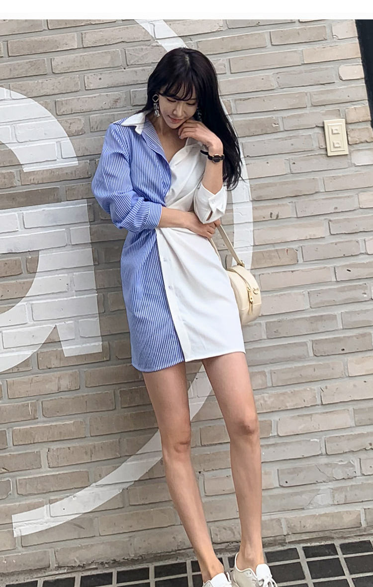 Slim splice Korean style shirt elegant fashion skirt