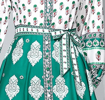 Autumn printing lantern sleeve European style dress