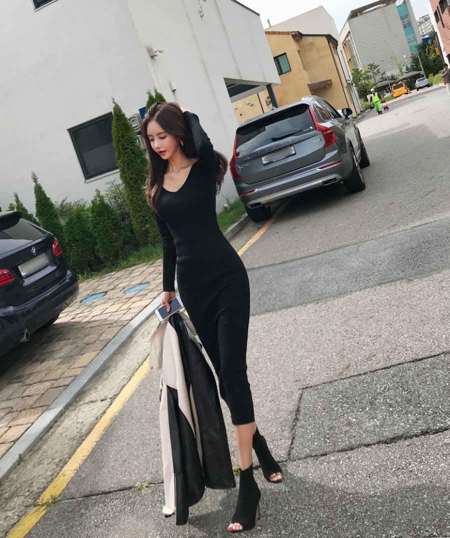 Sexy hip dress Korean style autumn and winter T-back for women