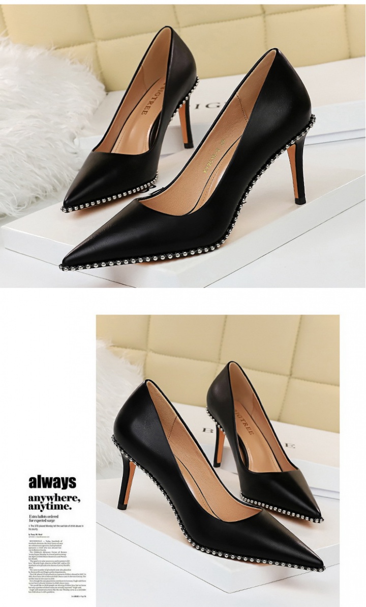 Pointed low fashion stilettos rock metal shoes for women