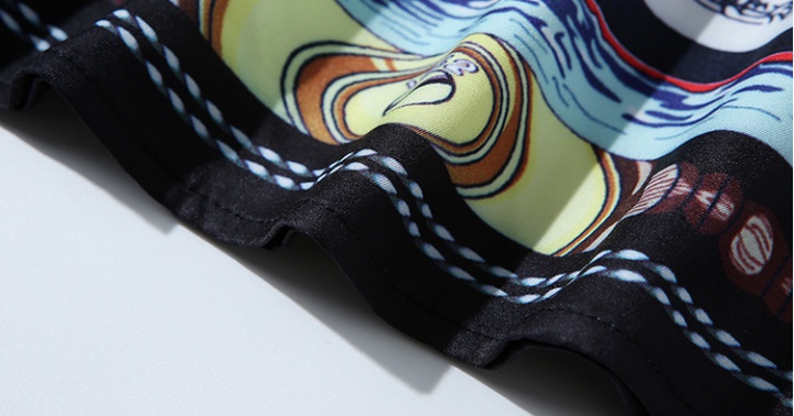 Printing long sleeve shirt lapel skirt 2pcs set