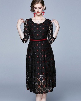 Temperament slim European style long dress fashion lace dress