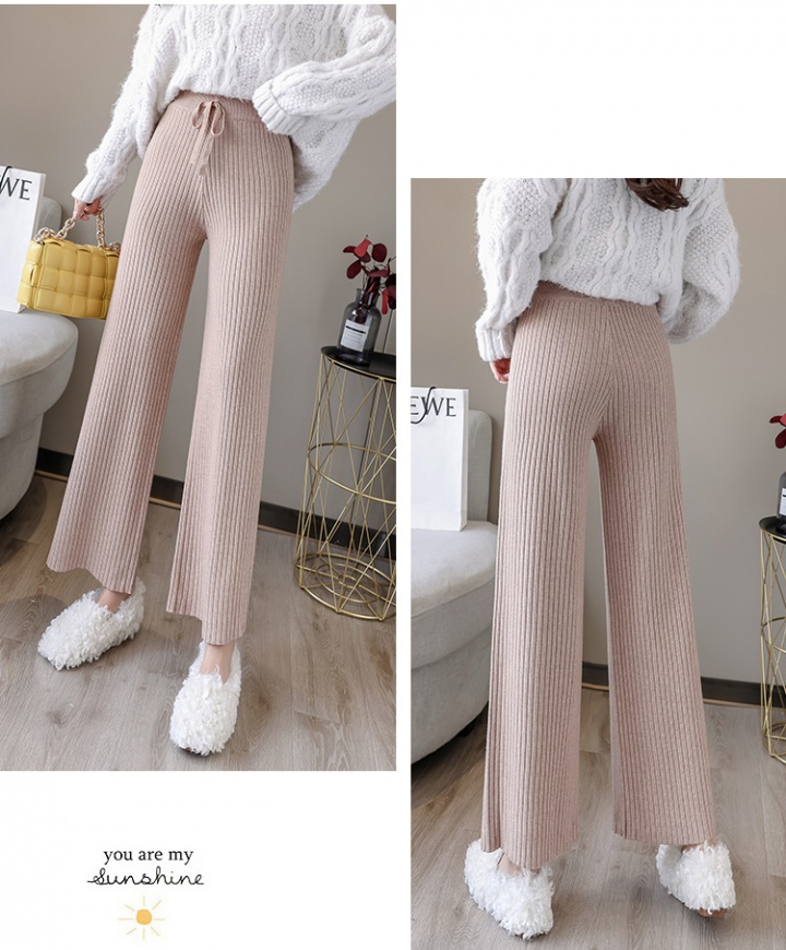 Woolen yarn wide leg pants long pants for women