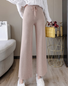 Woolen yarn wide leg pants long pants for women