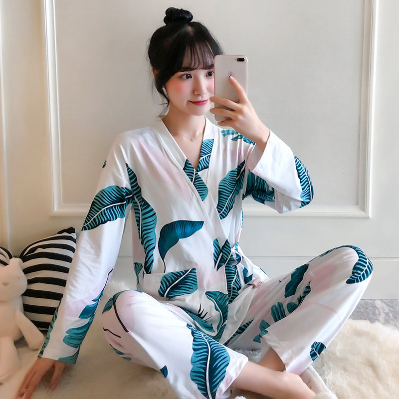 Casual homewear autumn milk silk loose pajamas a set