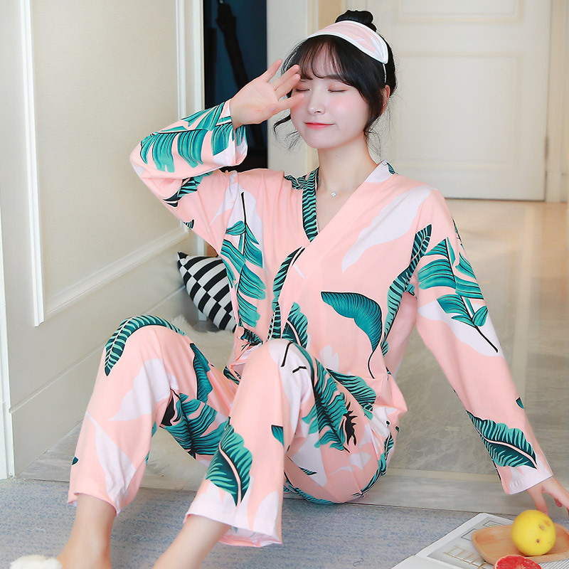 Casual homewear autumn milk silk loose pajamas a set