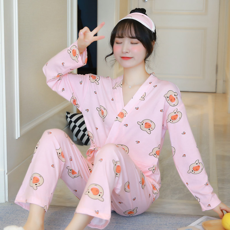 Casual homewear autumn milk silk loose pajamas a set