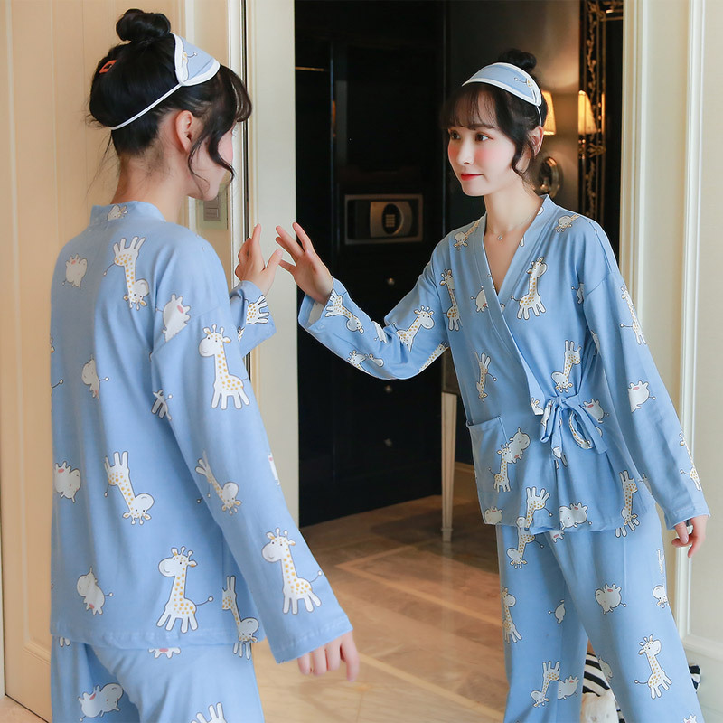 Casual homewear autumn milk silk loose pajamas a set