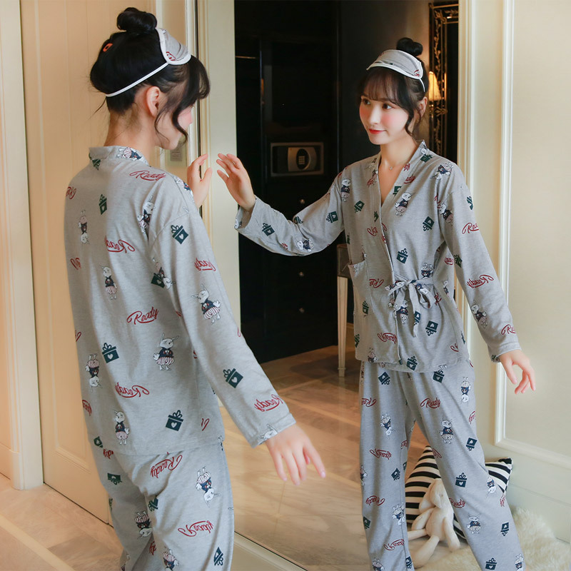 Casual homewear autumn milk silk loose pajamas a set