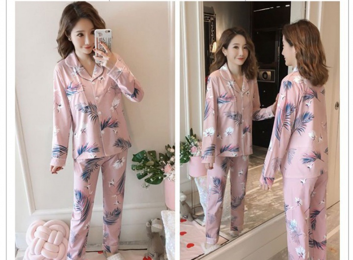 Spring and autumn pajamas cardigan 2pcs set for women