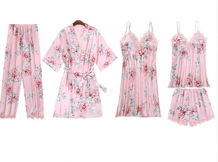 Middle-aged elegant sexy spring and summer pajamas 5pcs set