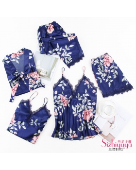 Middle-aged elegant sexy spring and summer pajamas 5pcs set