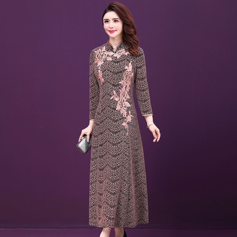Long temperament large yard middle-aged dress