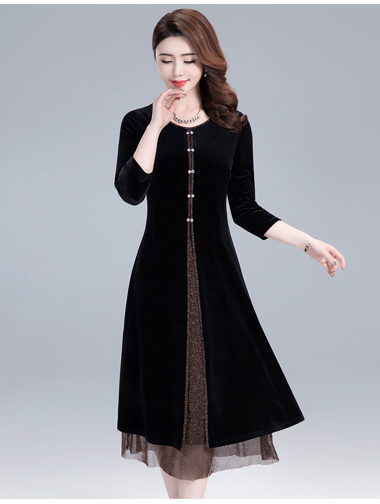 Big skirt side zipper autumn temperament long dress