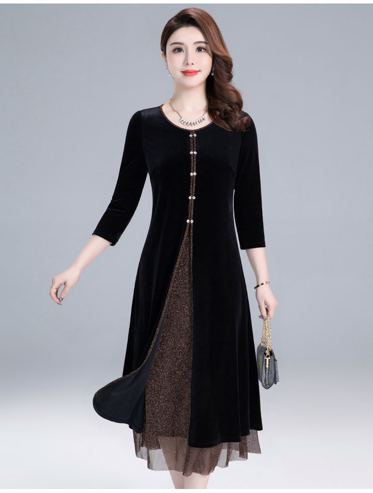 Big skirt side zipper autumn temperament long dress