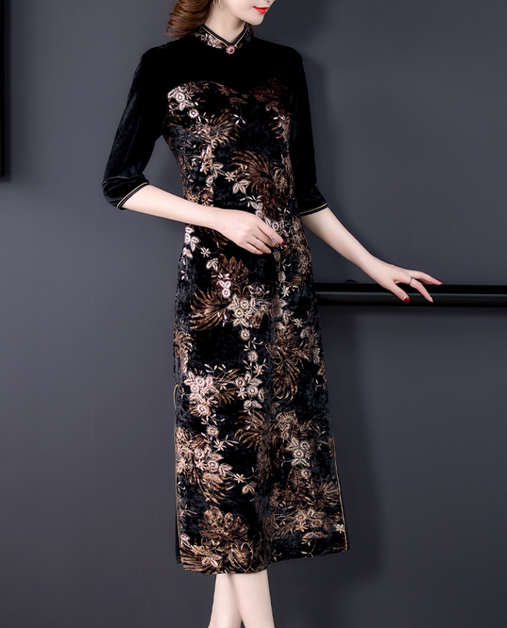 Temperament lace dress Chinese style slim cheongsam for women