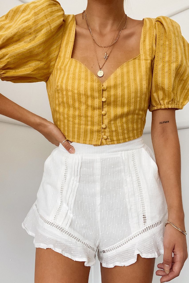 Sexy slim summer shirt navel lantern sleeve tops
