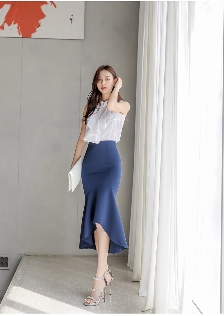 Korean style slim tops mermaid shirt 2pcs set