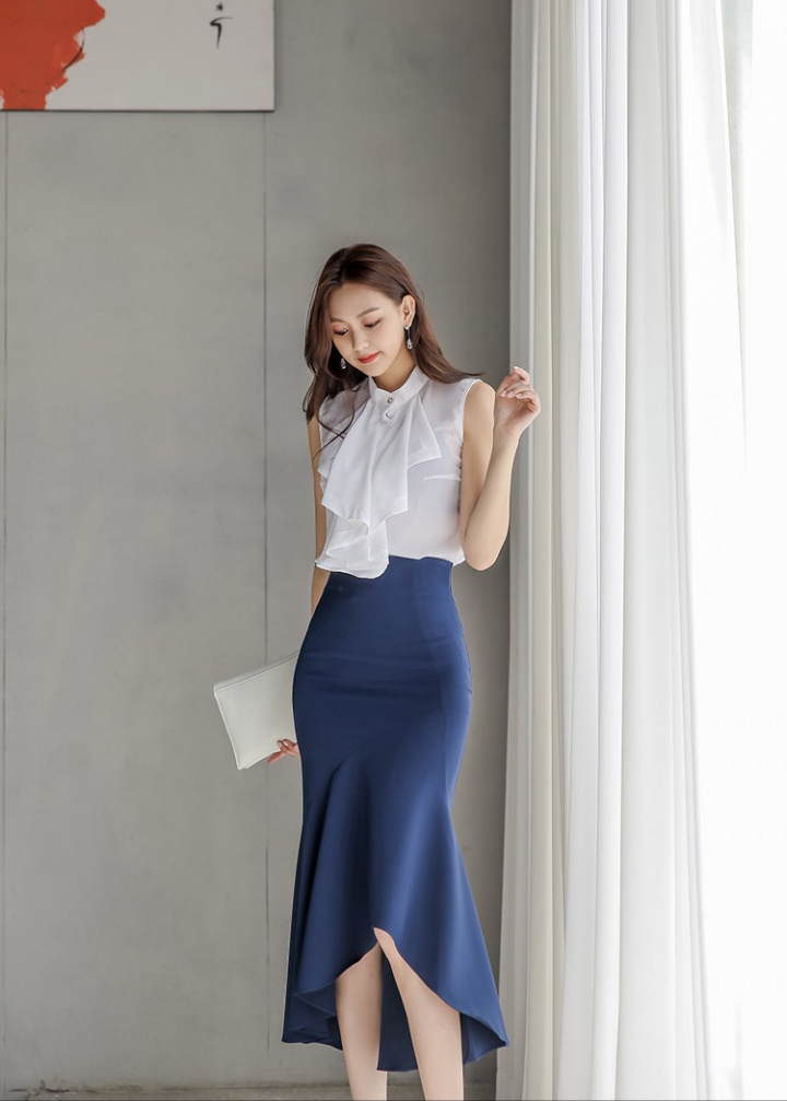 Korean style slim tops mermaid shirt 2pcs set