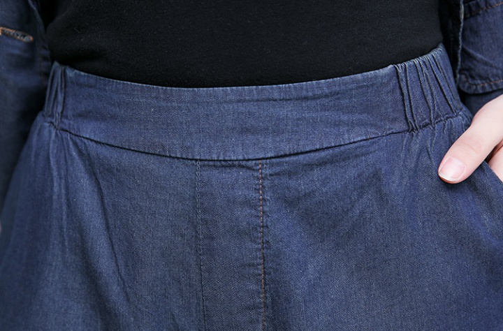 Denim tops Korean style wide leg pants 2pcs set
