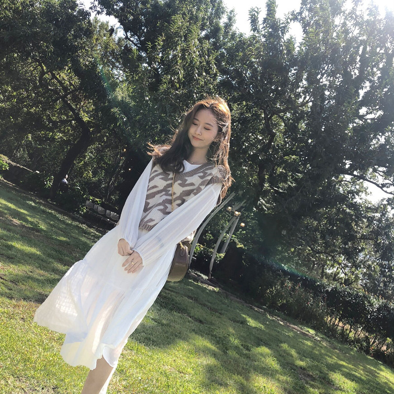 V-neck Korean style waistcoat knitted autumn vest for women