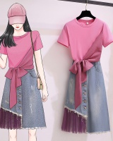 Short sleeve summer large yard skirt 2pcs set for women