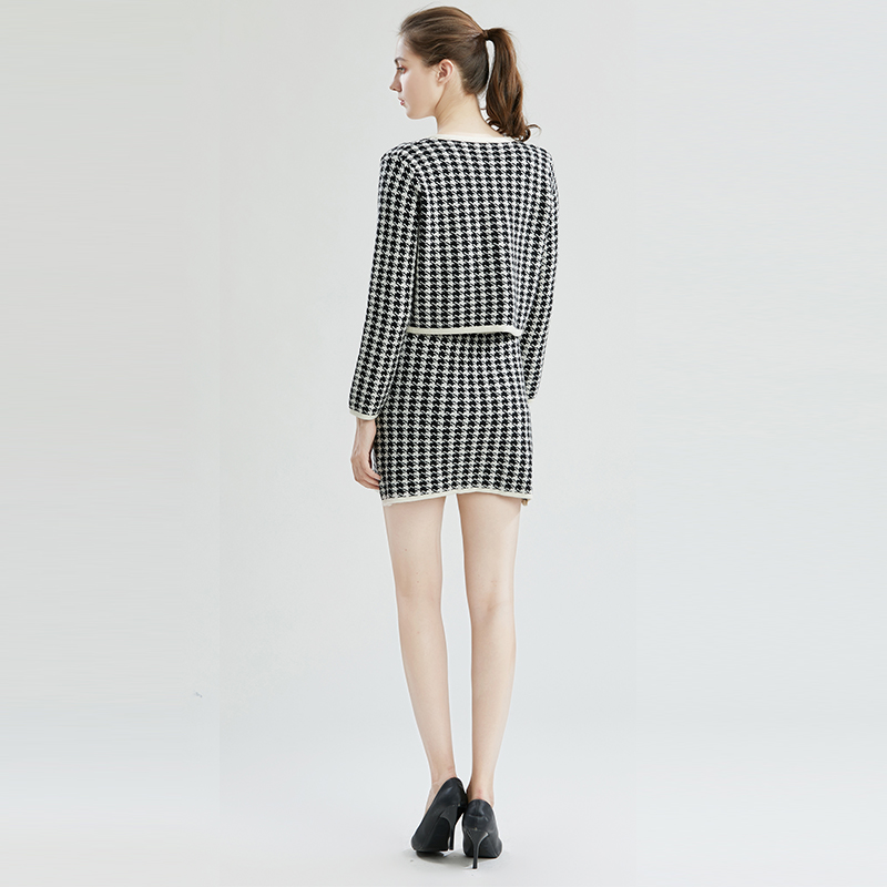 Slim high waist skirt autumn cardigan 2pcs set for women