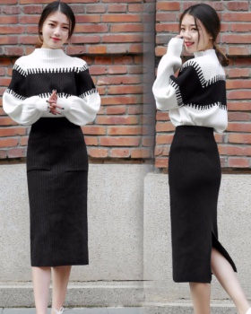 Knitted autumn and winter skirt fashion sweater 2pcs set