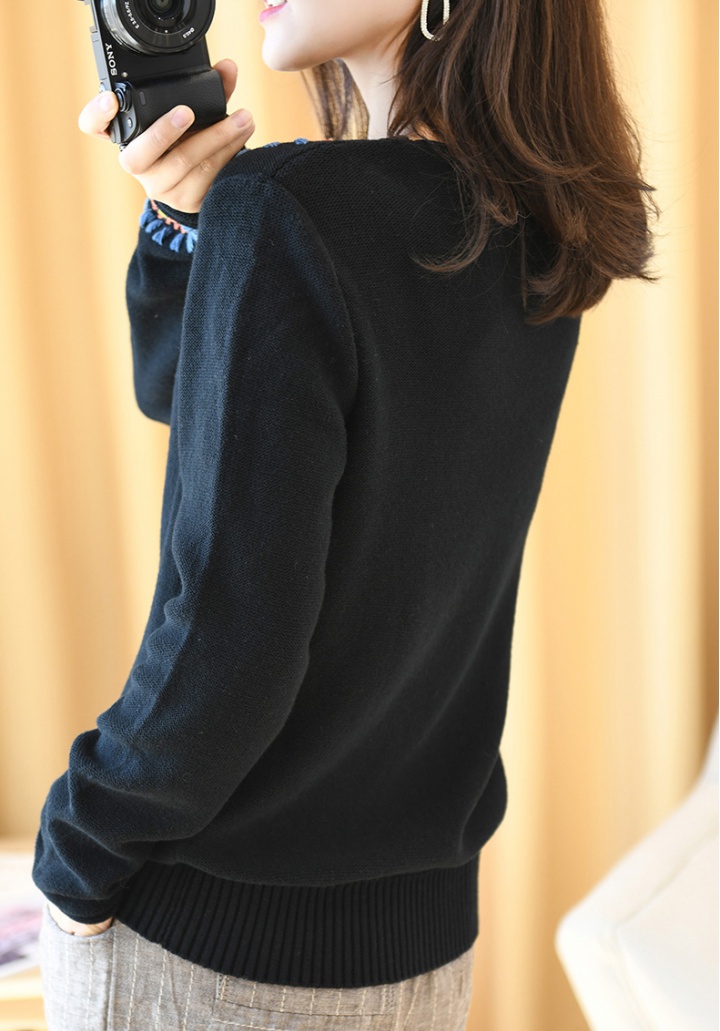 Autumn sweater cotton linen bottoming shirt for women