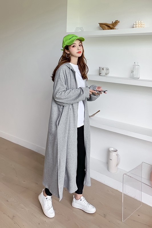 Loose Casual Korean style hat long cozy coat