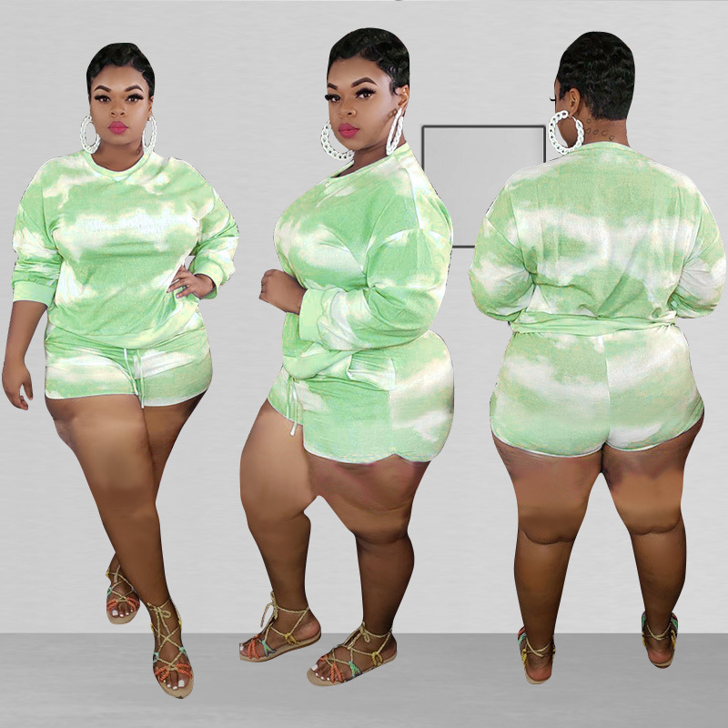 Fashion Casual tops large yard shorts 2pcs set for women
