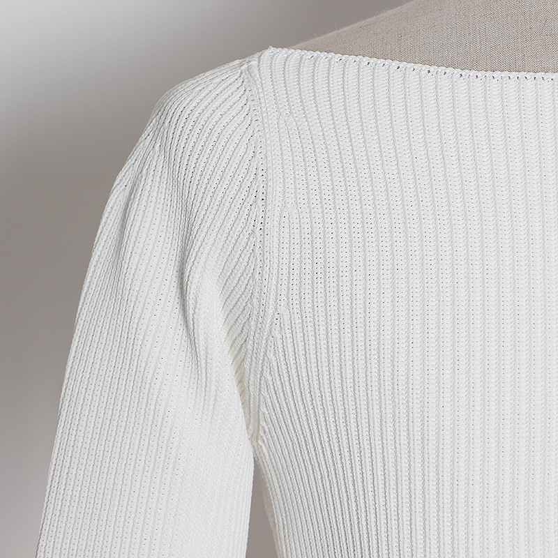 Autumn irregular woolen yarn both sides of slit bottoming shirt