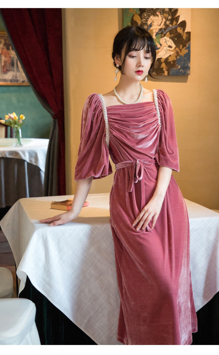 France style velvet court style autumn elegant dress