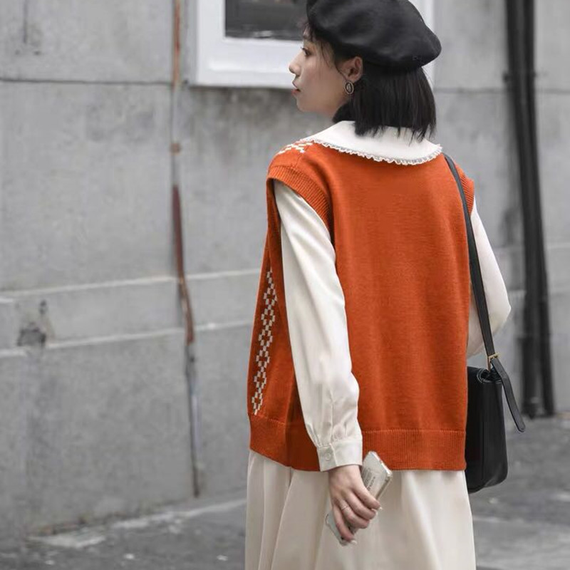 Autumn V-neck loose vest Korean style student waistcoat